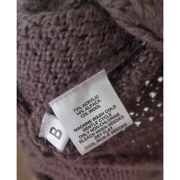 Ann Taylor LOFT Soft Alpaca Chunky Cable Knit Cowlneck Sweater - Size S - Plum - Picture 6 of 6